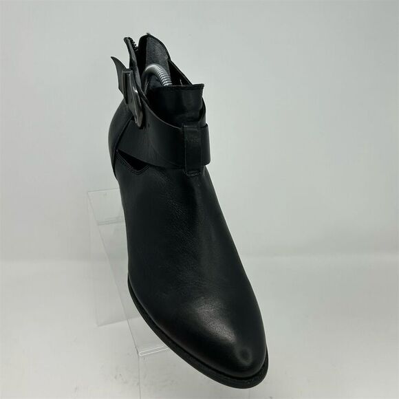 Vionic Rory Women's Black Leather Ankle Boots Size 9.5 Back Zipper Buckle Detail - Picture 3 of 12